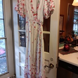Draper James White Dress with Red Floral Accents
